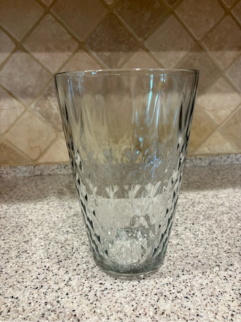 Mid Century Crystal Vase w/ a Diamond Pattern
